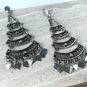 NEW~ Free People Silver Gypsy Chandelier Earrings